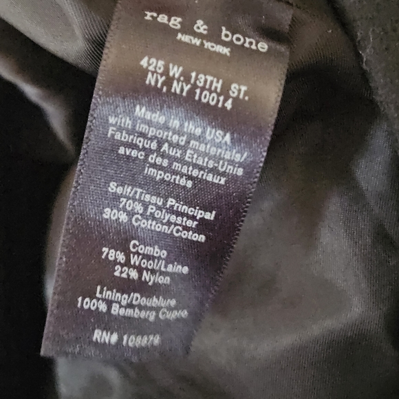 Rag & Bone Cybil Blue & Black Wool Blend Mini Sz 2 - Picture 7 of 14